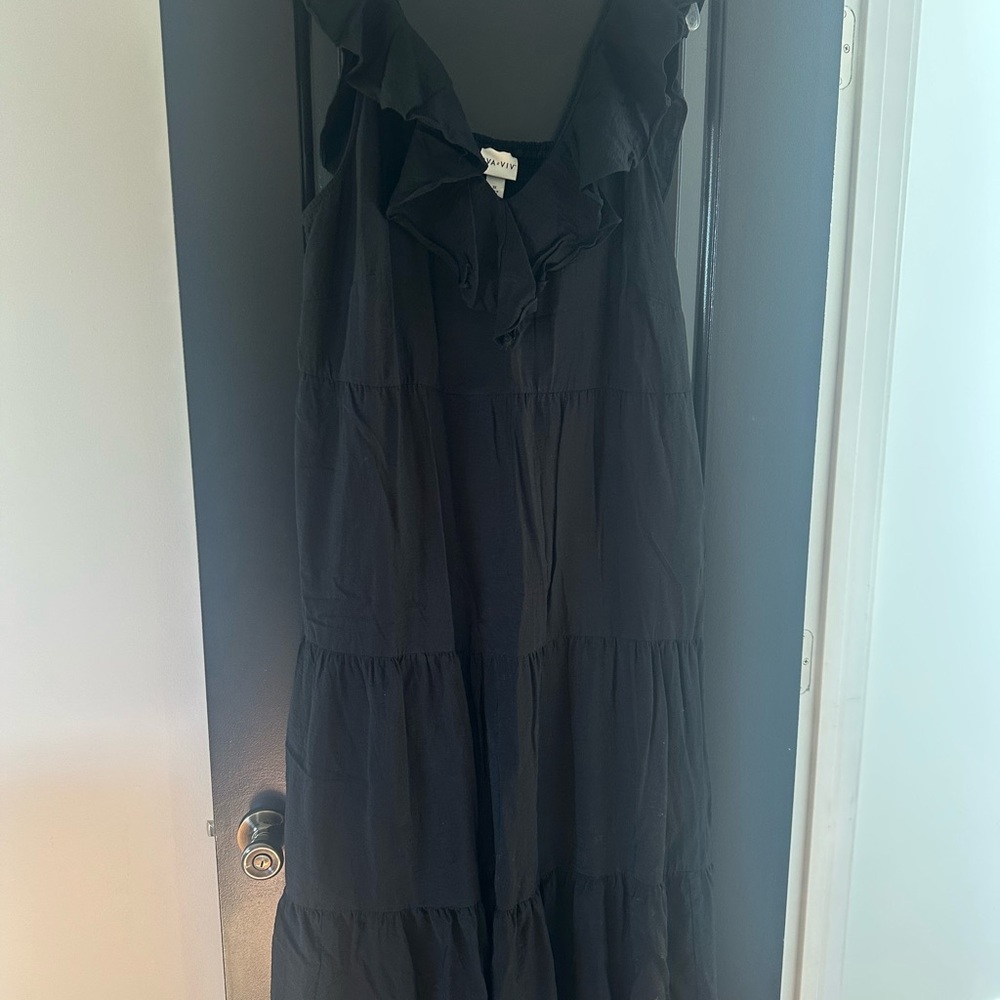 Ava & Viv Black Maxi Dress with Ruffle Detail